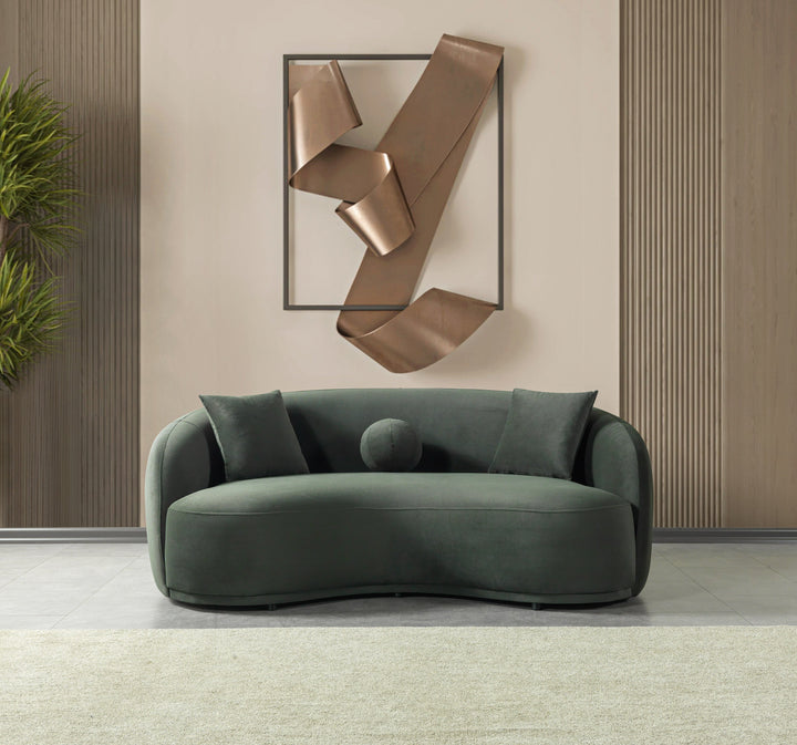 Bonita Green Velvet Sofa 91" &amp; Loveseat 81"