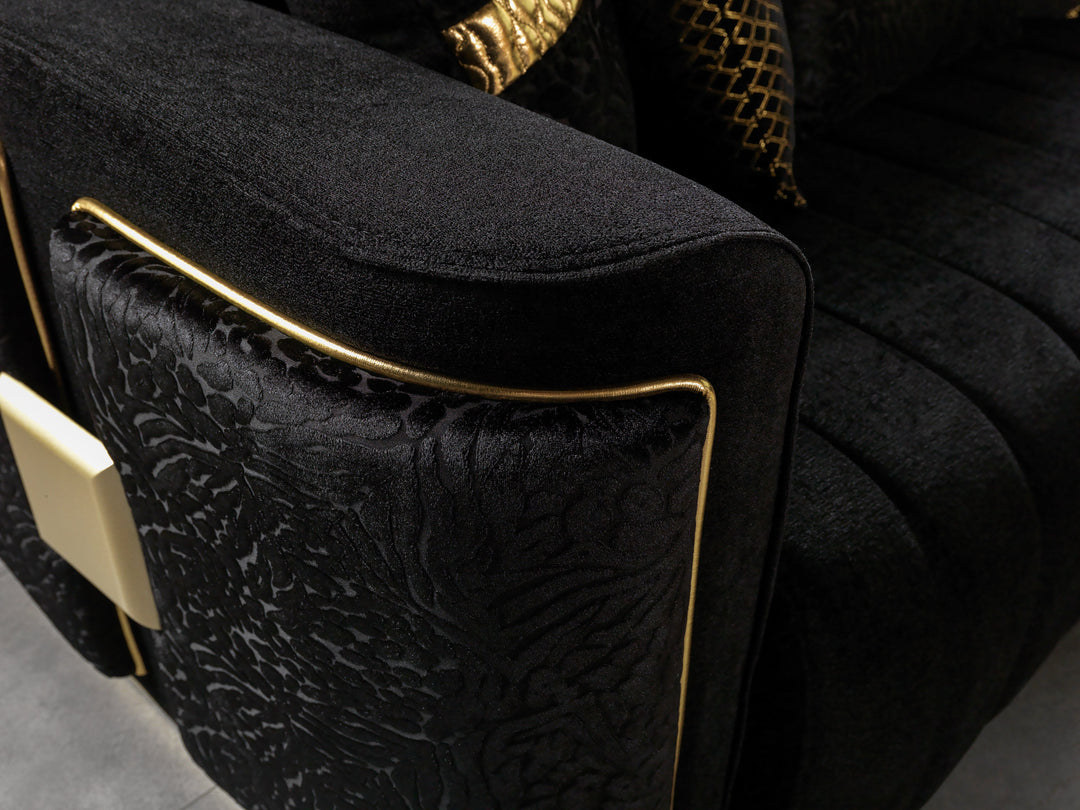 Carlina Black Velvet Sofa &amp; Loveseat