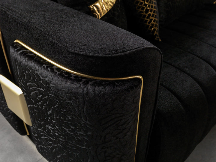Carlina Black Velvet Sofa &amp; Loveseat