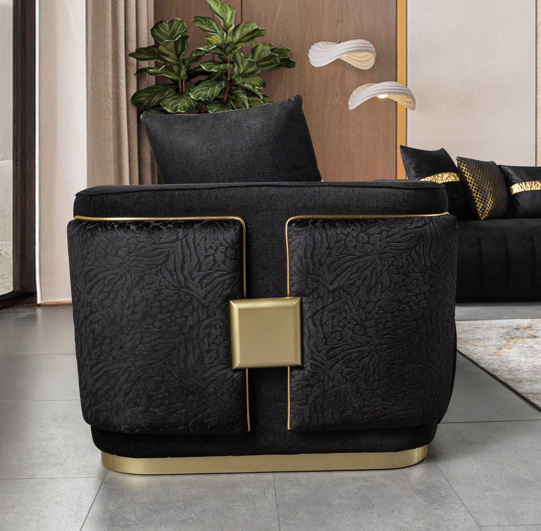 Carlina Black Velvet Sofa &amp; Loveseat