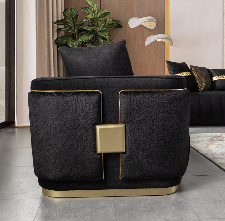 Carlina Black Velvet Sofa &amp; Loveseat