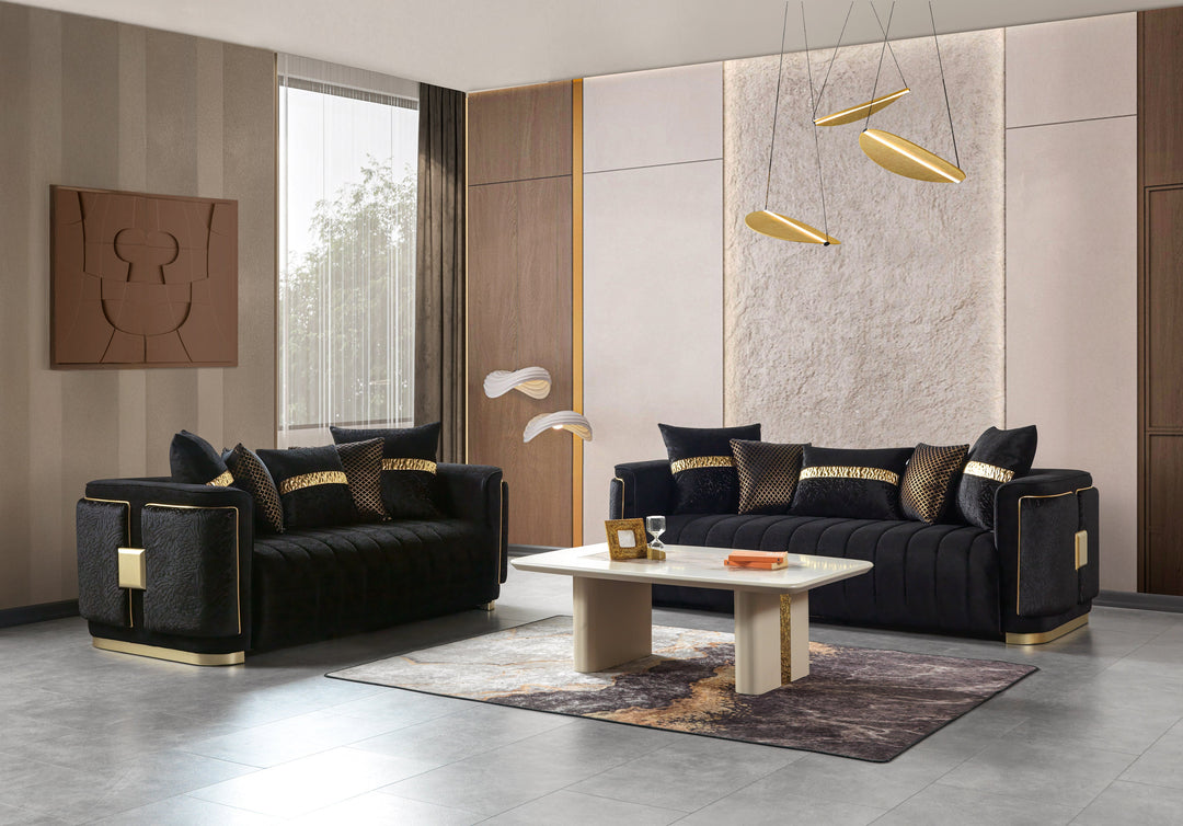 Carlina Black Velvet Sofa