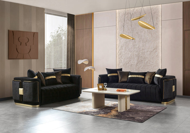 Carlina Black Velvet Sofa