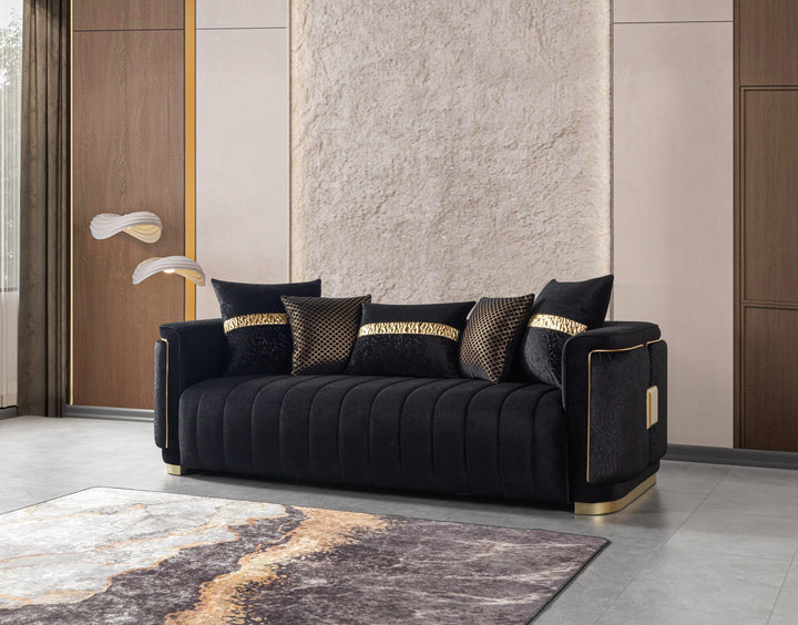 Carlina Black Velvet Sofa