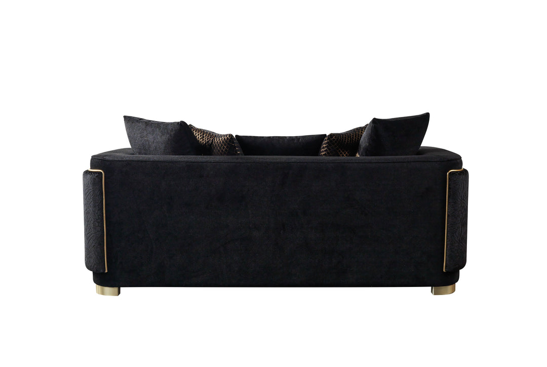 Carlina Black Velvet Loveseat 77"