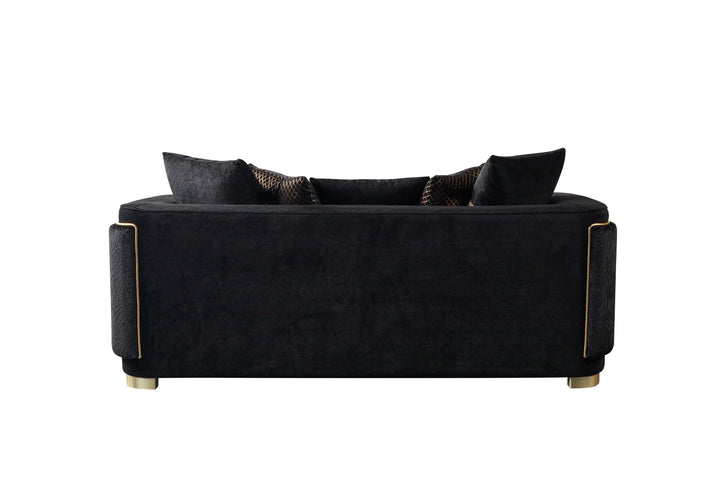 Carlina Black Velvet Loveseat 77"
