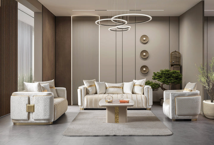 Carlina Ivory Velvet Sofa &amp; Loveseat