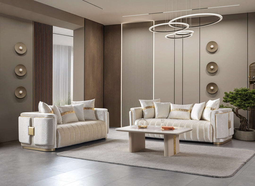 Carlina Ivory Velvet Sofa