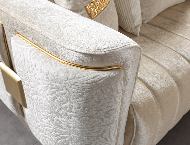 Carlina Ivory Velvet Sofa &amp; Loveseat