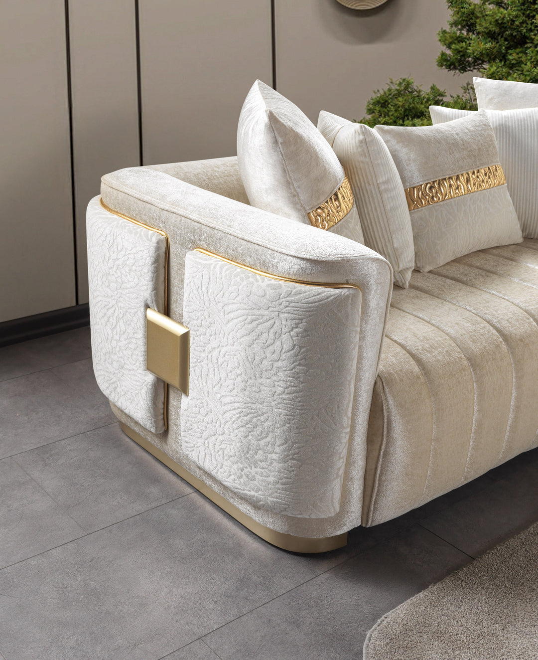 Carlina Ivory Velvet Sofa &amp; Loveseat