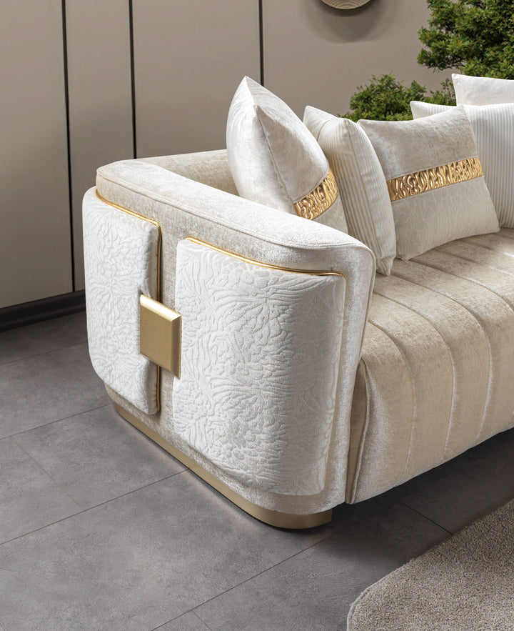Carlina Ivory Velvet Sofa &amp; Loveseat