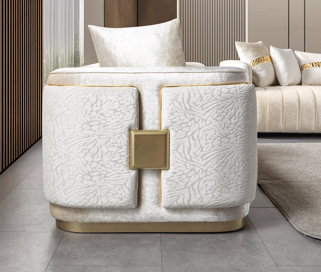 Carlina Ivory Velvet Sofa &amp; Loveseat