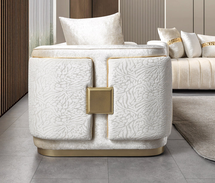 Carlina Ivory Velvet Sofa &amp; Loveseat