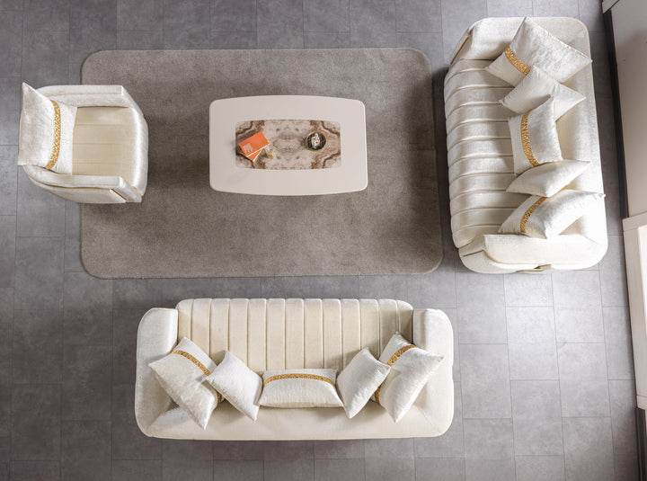 Carlina Ivory Velvet Sofa &amp; Loveseat