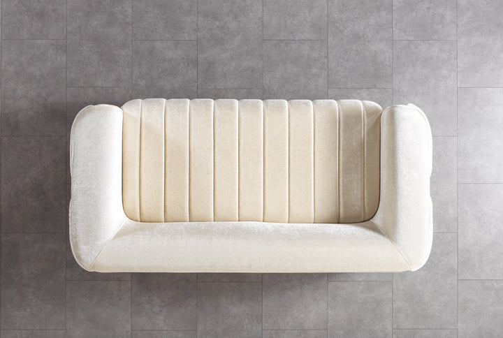 Carlina Ivory Velvet Loveseat 77"