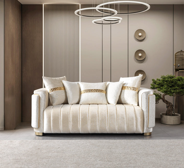 Carlina Ivory Velvet Sofa &amp; Loveseat