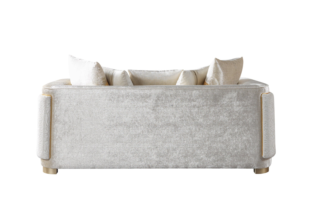Carlina Ivory Velvet Loveseat 77"