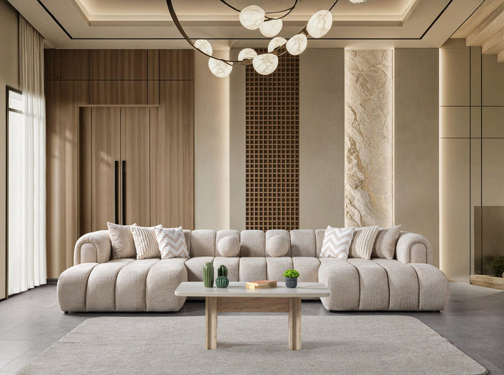 Lis Sand Boucle Double Chaise 147" Sectional [ETA: 8/15]