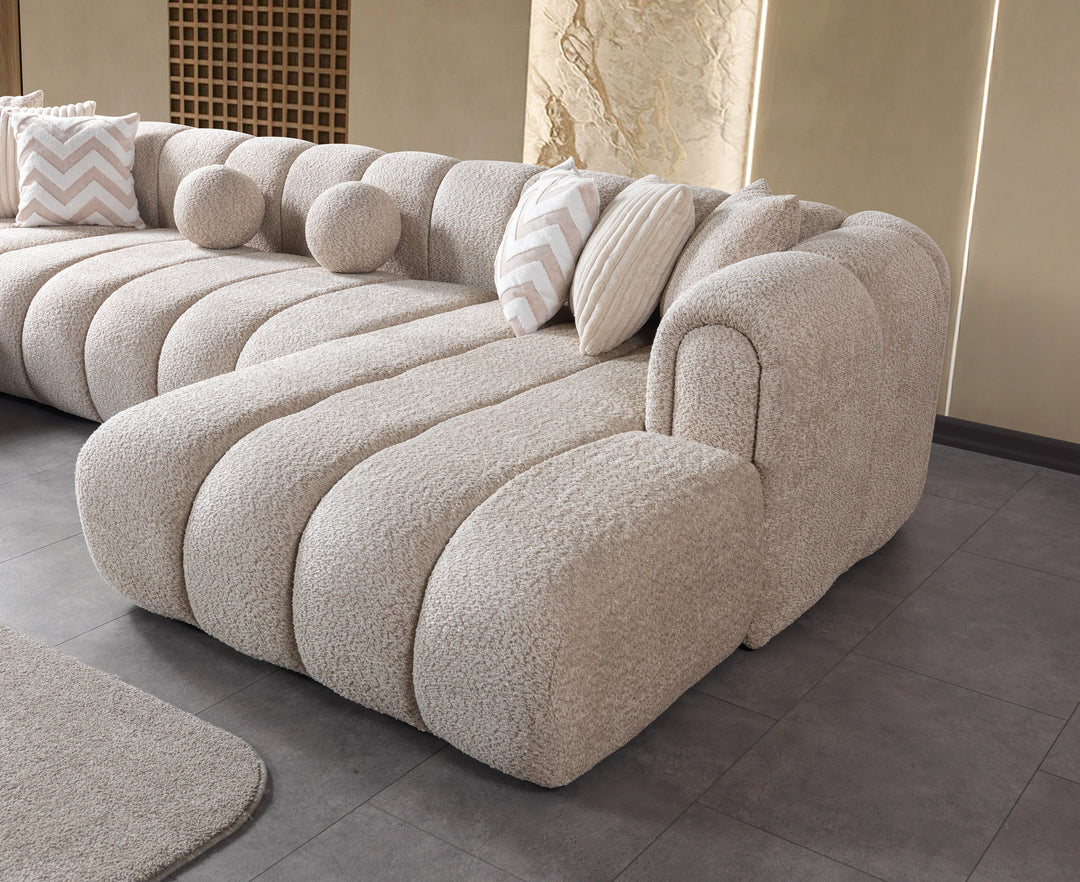 Lis Sand Boucle Double Chaise 147" Sectional [ETA: 8/15]