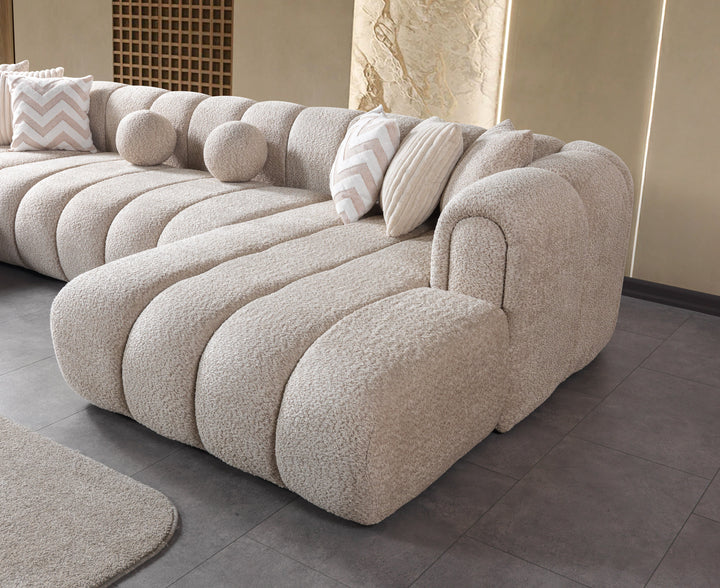 Lis Sand Boucle Double Chaise 147" Sectional [ETA: 8/15]