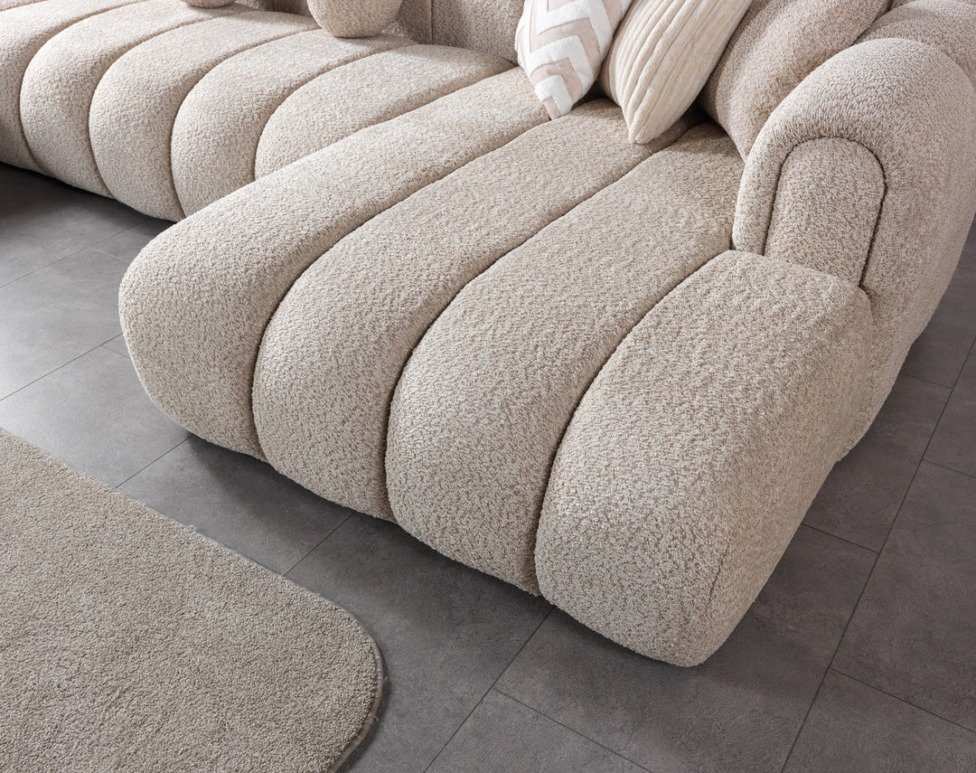 Lis Sand Boucle Double Chaise 147" Sectional [ETA: 8/15]