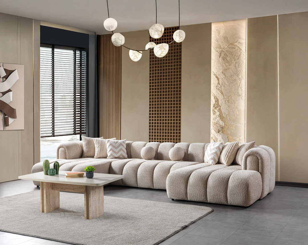 Lis Sand Boucle Double Chaise 147" Sectional [ETA: 8/15]