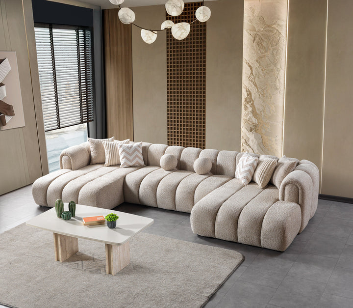 Lis Sand Boucle Double Chaise 147" Sectional [ETA: 8/15]