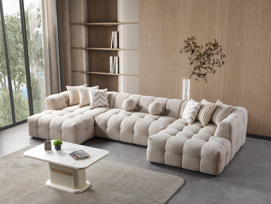 Ivy Sand Boucle Double Chaise 146" Sectional [ETA: 8/15]