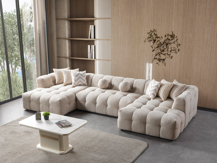 Ivy Sand Boucle Double Chaise 146" Sectional [ETA: 8/15]