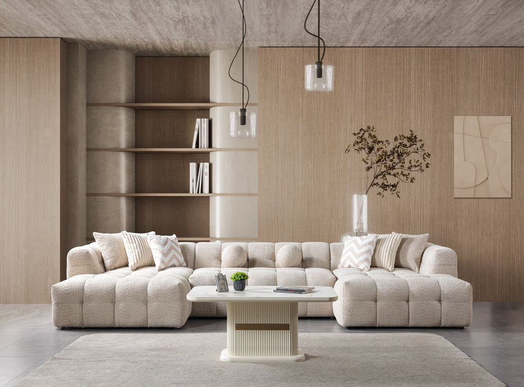 Ivy Sand Boucle Double Chaise 146" Sectional [ETA: 8/15]