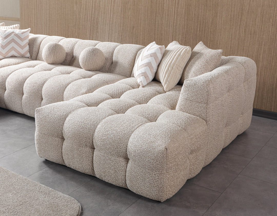 Ivy Sand Boucle Double Chaise 146" Sectional [ETA: 8/15]