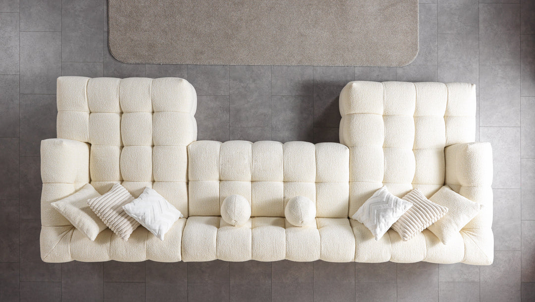 Ivy Ivory Boucle Double Chaise 146" Sectional