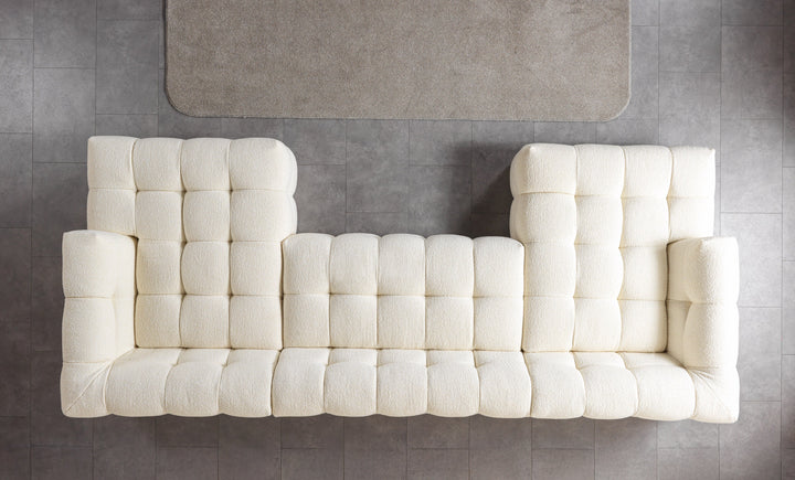 Ivy Ivory Boucle Double Chaise 146" Sectional