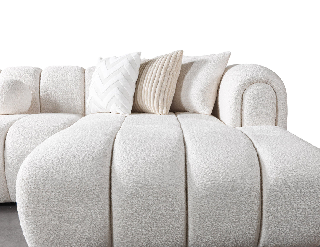 Lis Ivory Boucle Double Chaise 147" Sectional[ETA: 8/15]