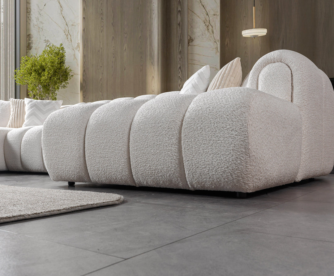 Lis Ivory Boucle Double Chaise 147" Sectional[ETA: 8/15]