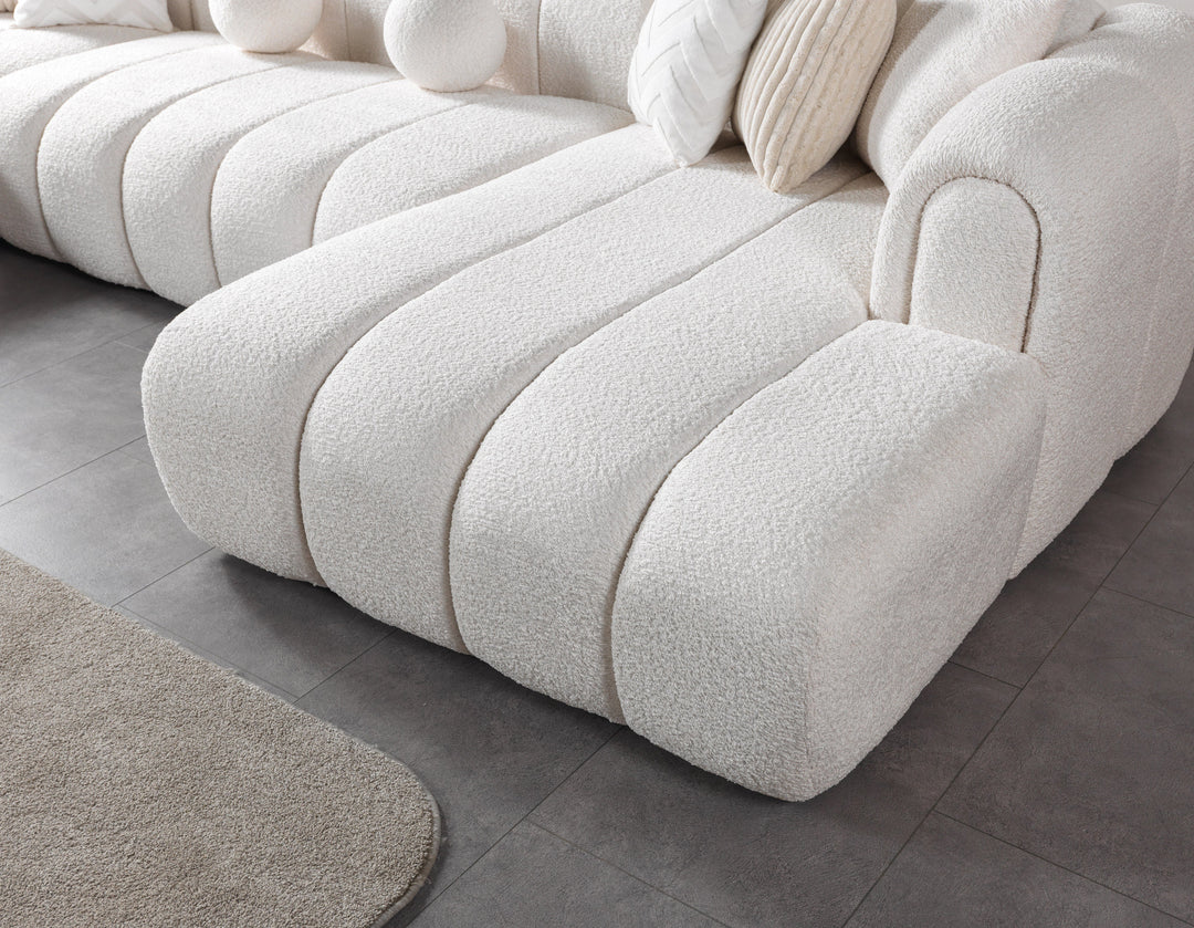Lis Ivory Boucle Double Chaise 147" Sectional[ETA: 8/15]