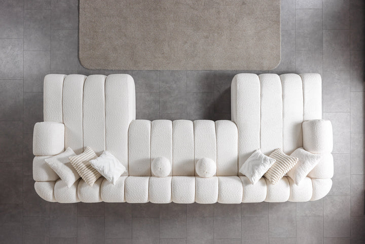 Lis Ivory Boucle Double Chaise 147" Sectional[ETA: 8/15]