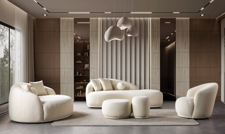 Bonita Ivory Boucle Round Sofa  71"