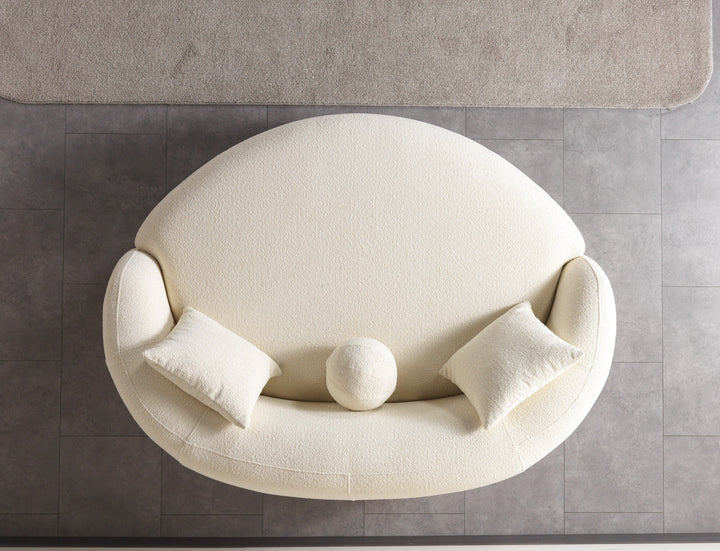 Bonita Ivory Boucle Round Sofa  71"