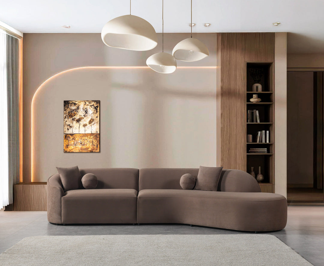Cloe Coffee Velvet Curved 134" RAF Sectional[ETA: 8/25]