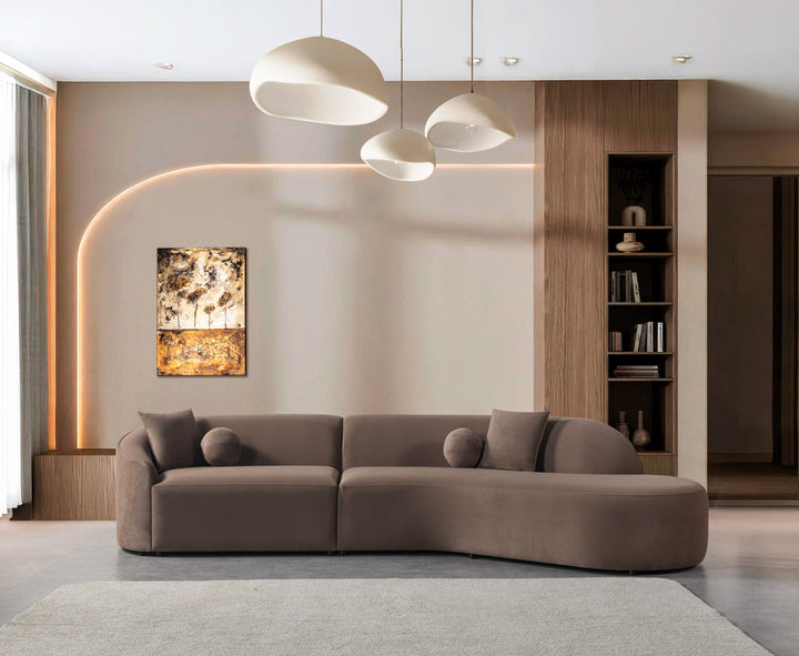 Cloe Coffee Velvet Curved 134" RAF Sectional[ETA: 8/25]