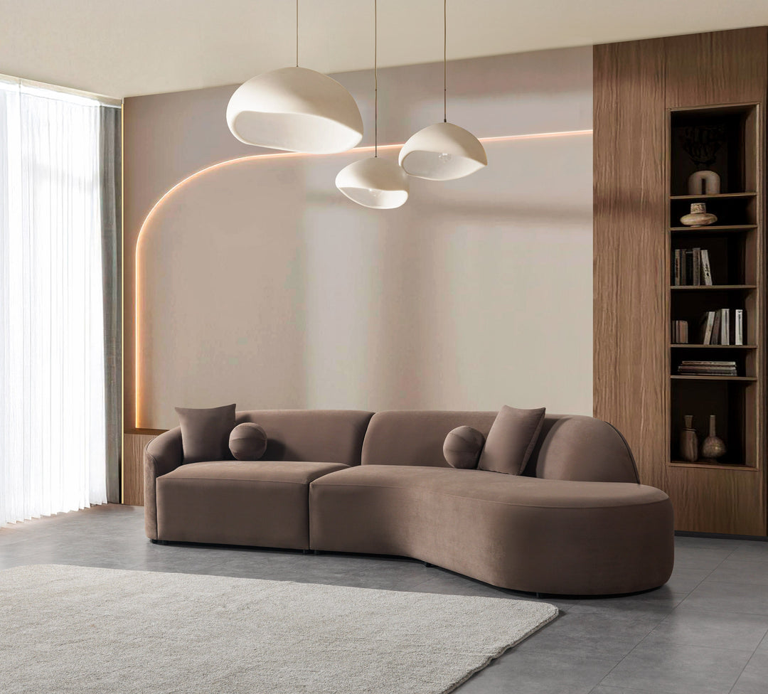 Cloe Coffee Velvet Curved 134" RAF Sectional[ETA: 8/25]