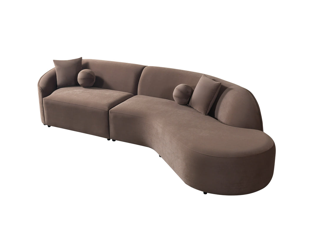 Cloe Coffee Velvet Curved 134" RAF Sectional[ETA: 8/25]