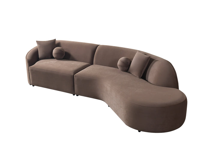 Cloe Coffee Velvet Curved 134" RAF Sectional[ETA: 8/25]