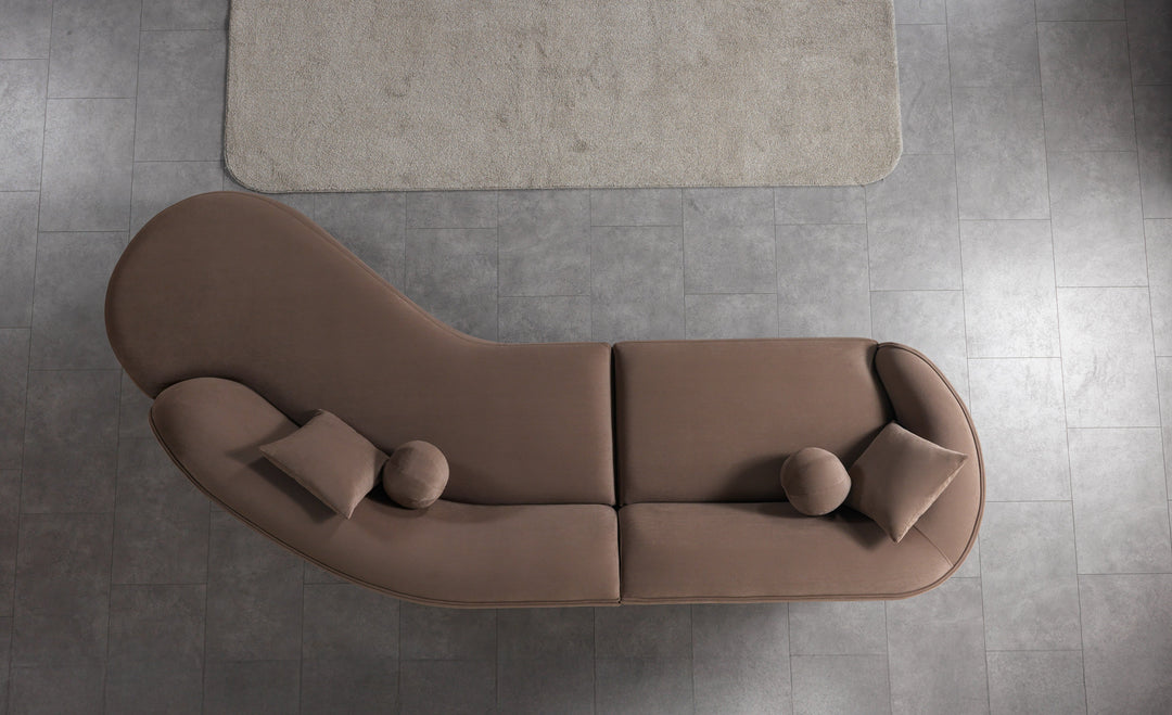 Cloe Coffee Velvet Curved 134" RAF Sectional[ETA: 8/25]