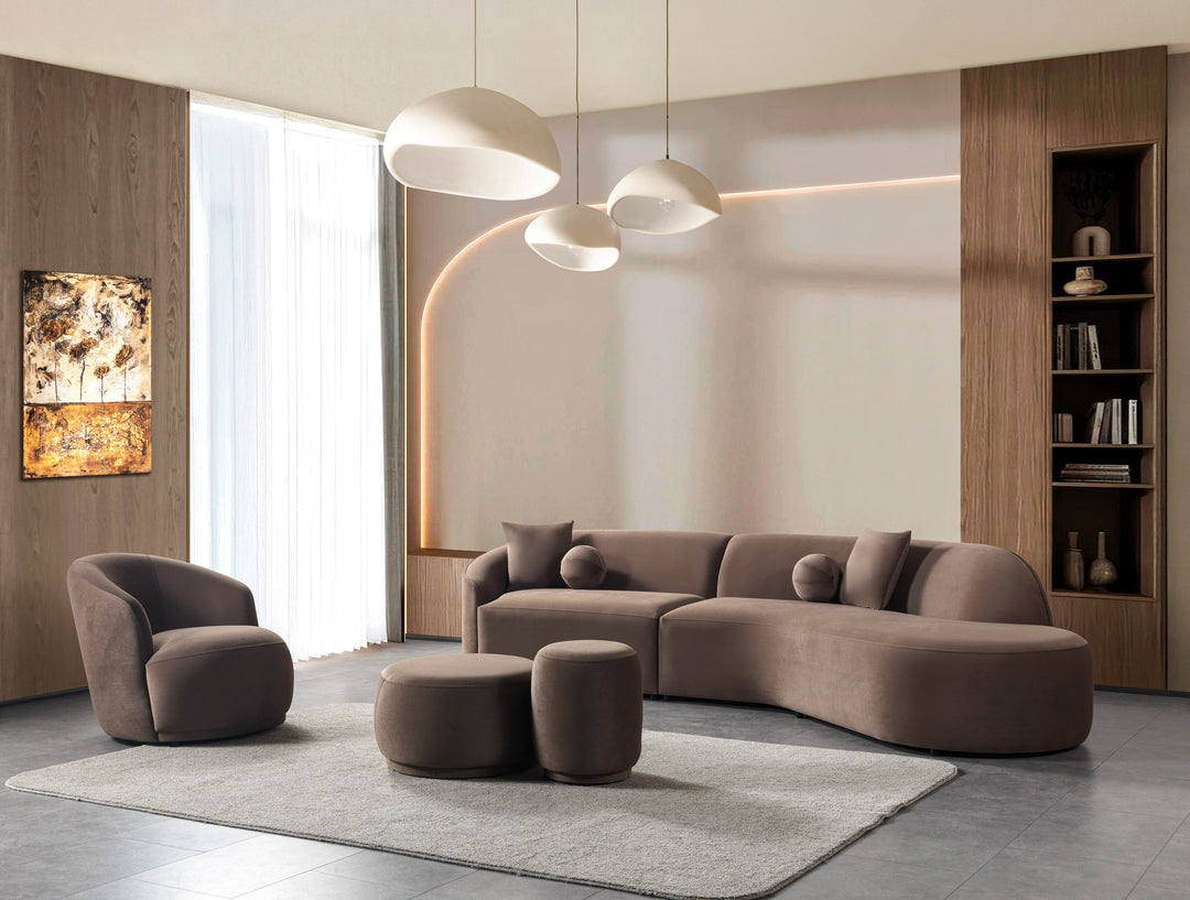 Cloe Coffee Velvet Curved 134" RAF Sectional[ETA: 8/25]