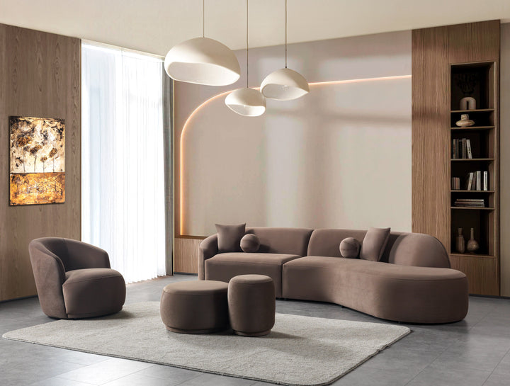 Cloe Coffee Velvet Curved 134" RAF Sectional[ETA: 8/25]