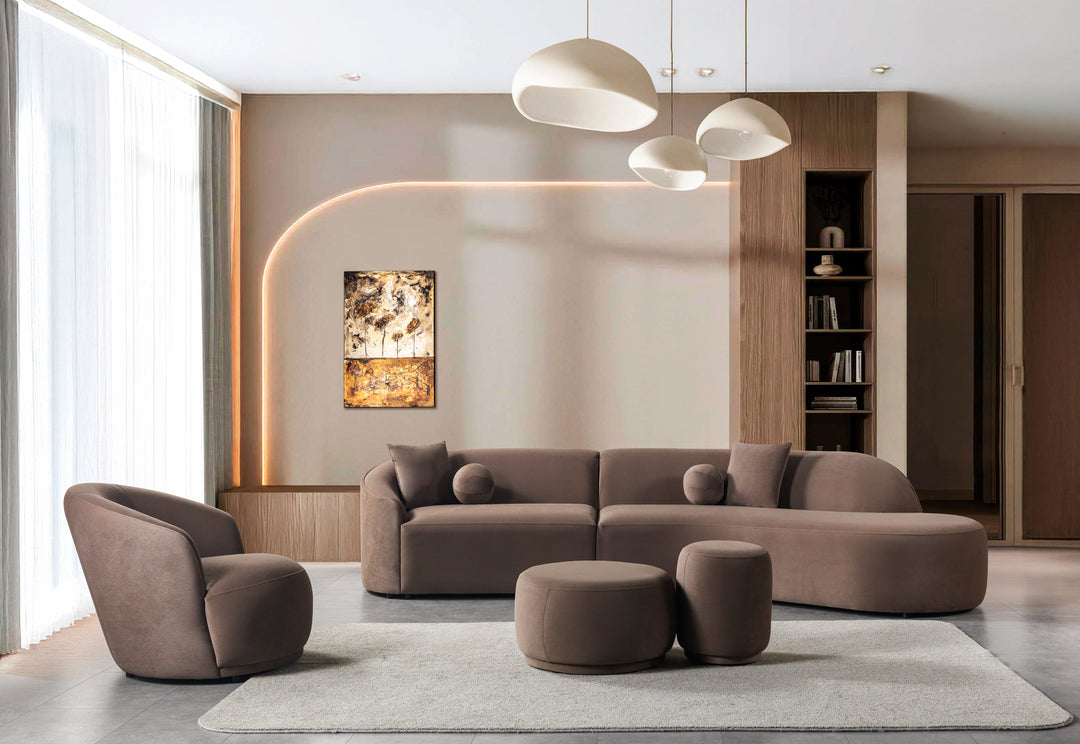Cloe Coffee Velvet Curved 134" RAF Sectional[ETA: 8/25]