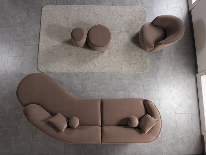 Cloe Coffee Velvet Curved 134" RAF Sectional[ETA: 8/25]
