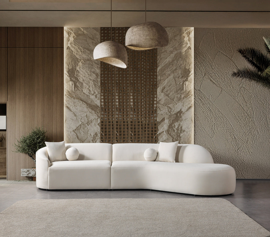Cloe Ivory Velvet Curved 134" RAF Sectional[ETA: 8/25]